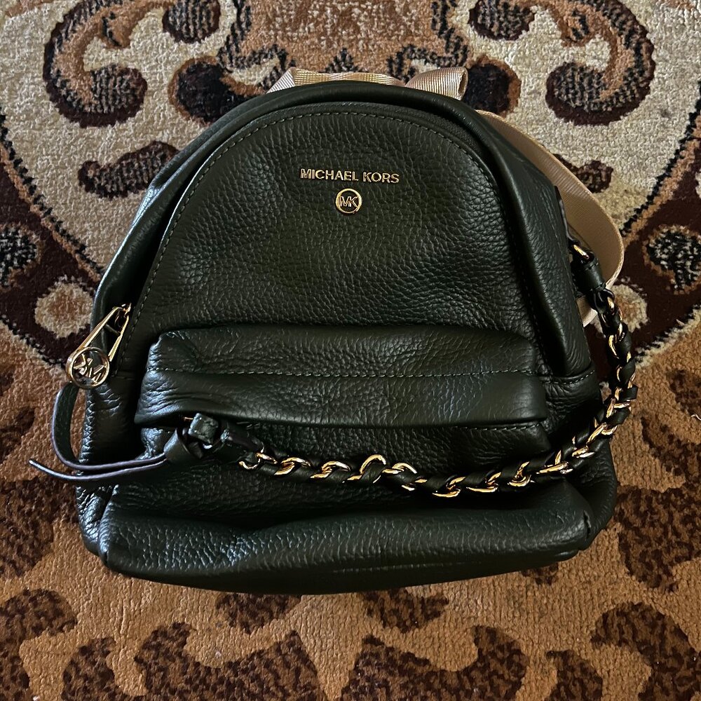 MICHAEL KORS Forest Green Mini Backpack